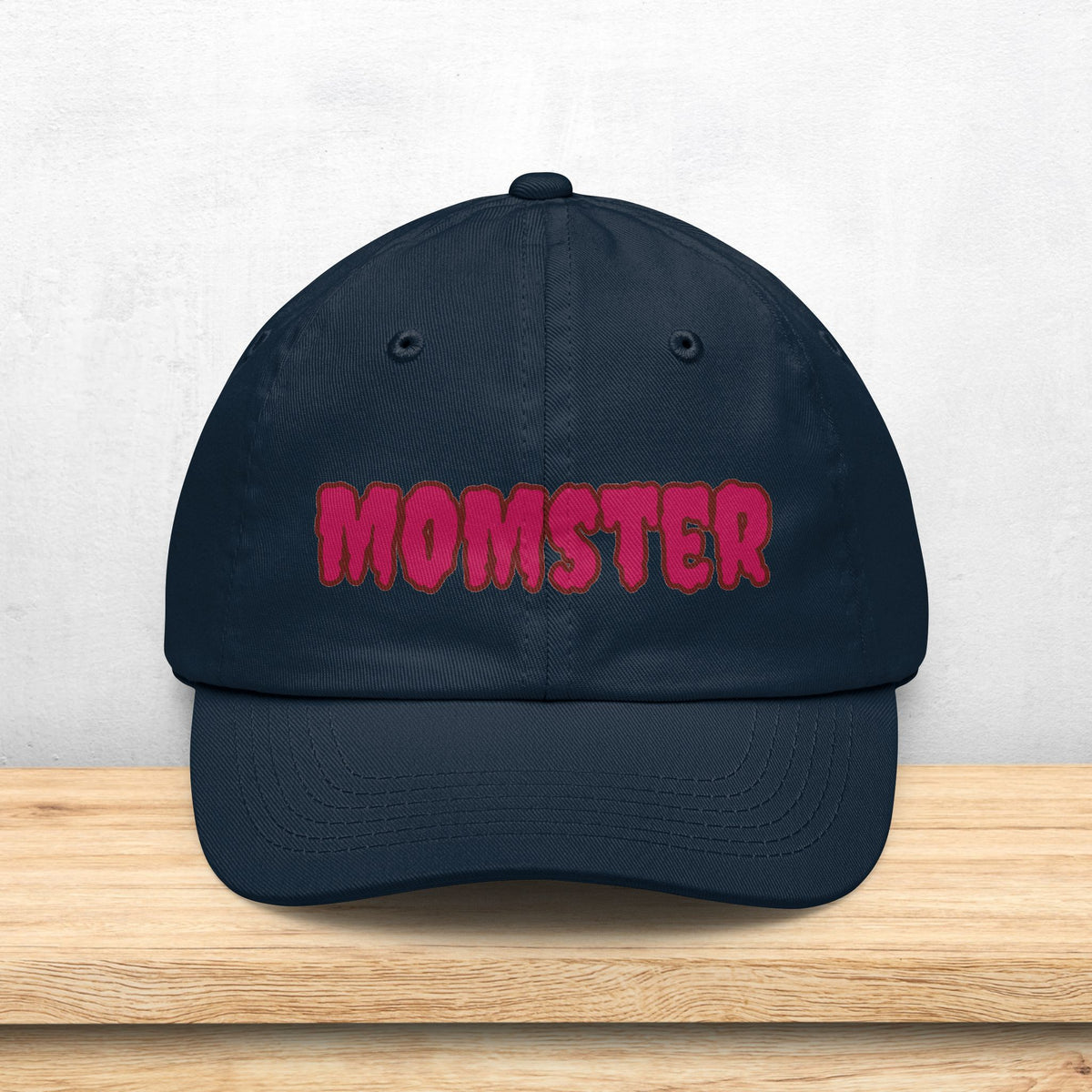 MOMSTER Embroidered Halloween Dad Hat | Mom Monster Cap, Gothic Pink Lettering