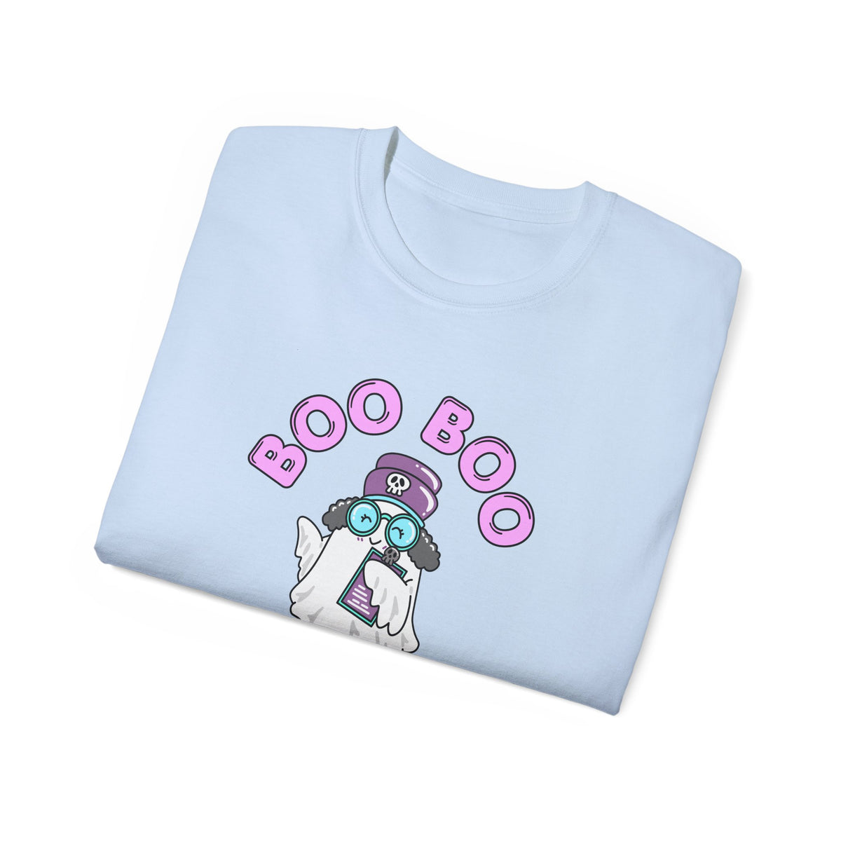 Boo Boo Crew Tee — Cute Grey Black Haired Nurse RN PRN DR Triage Ghosts Nursing Pharmacy Halloween T‑Shirt