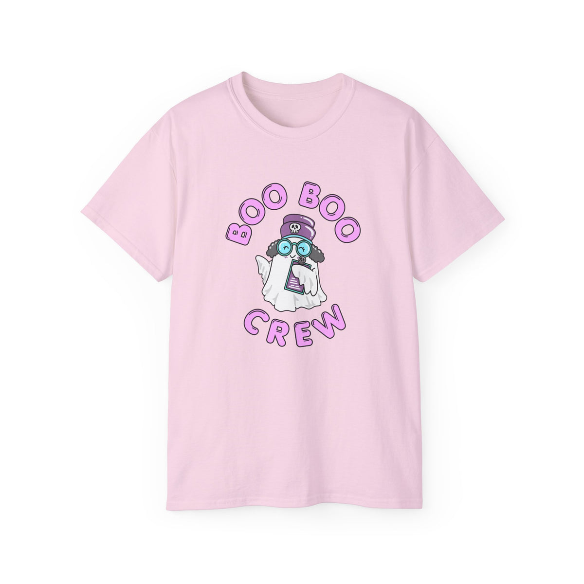 Boo Boo Crew Tee — Cute Grey Black Haired Nurse RN PRN DR Triage Ghosts Nursing Pharmacy Halloween T‑Shirt