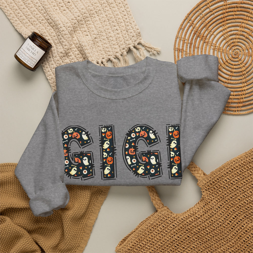 GIGI Pumpkin Skull Halloween Sweatshirt | Grandma Grandmother Mamaw Autumn Crew Sweater