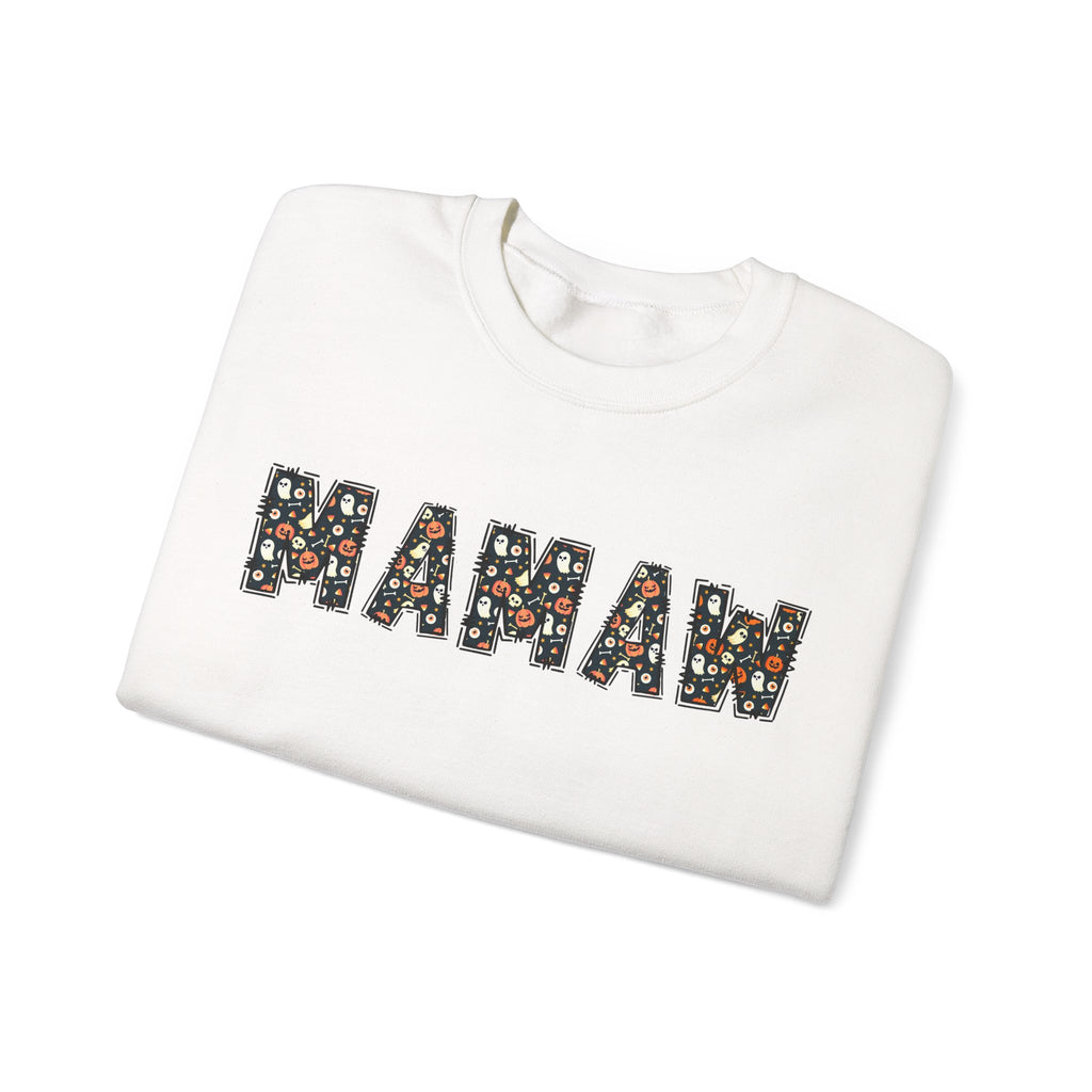Mamaw Pumpkin Skull Halloween Sweatshirt | Grandma Embroidered Autumn Crew