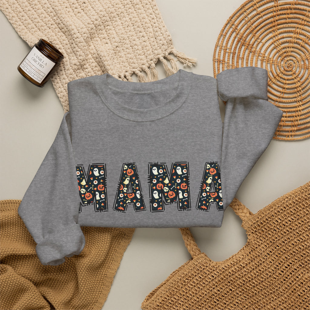 Halloween MAMA sweatshirt | Pumpkin ghost skull lettering crewneck