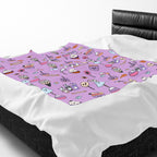 Cute Halloween Candy Pattern Velveteen Plush Blanket | Ghosts, Candy Corn, Cupcakes