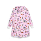 Cute Halloween Treats Hooded Blanket | Candy Pattern, Pink Cozy Wearable Blanket