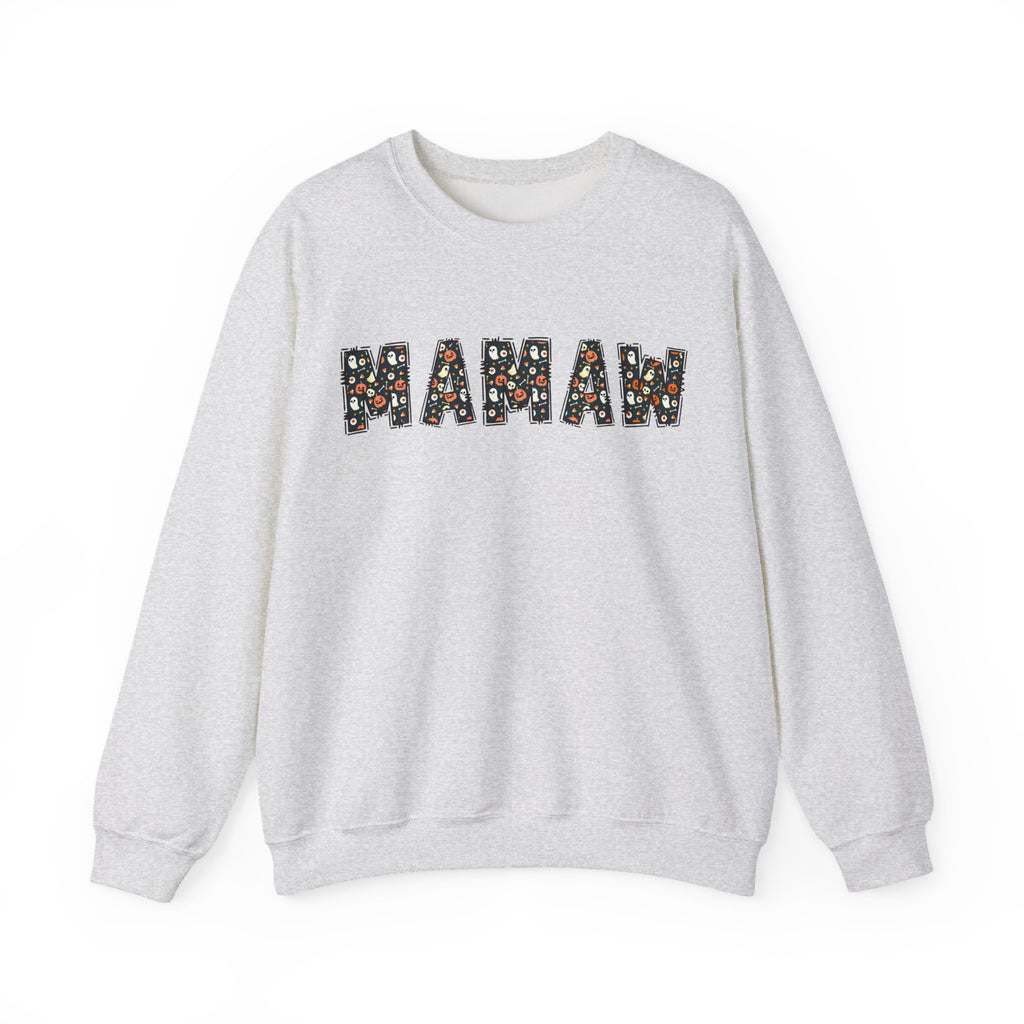 Mamaw Pumpkin Skull Halloween Sweatshirt | Grandma Embroidered Autumn Crew