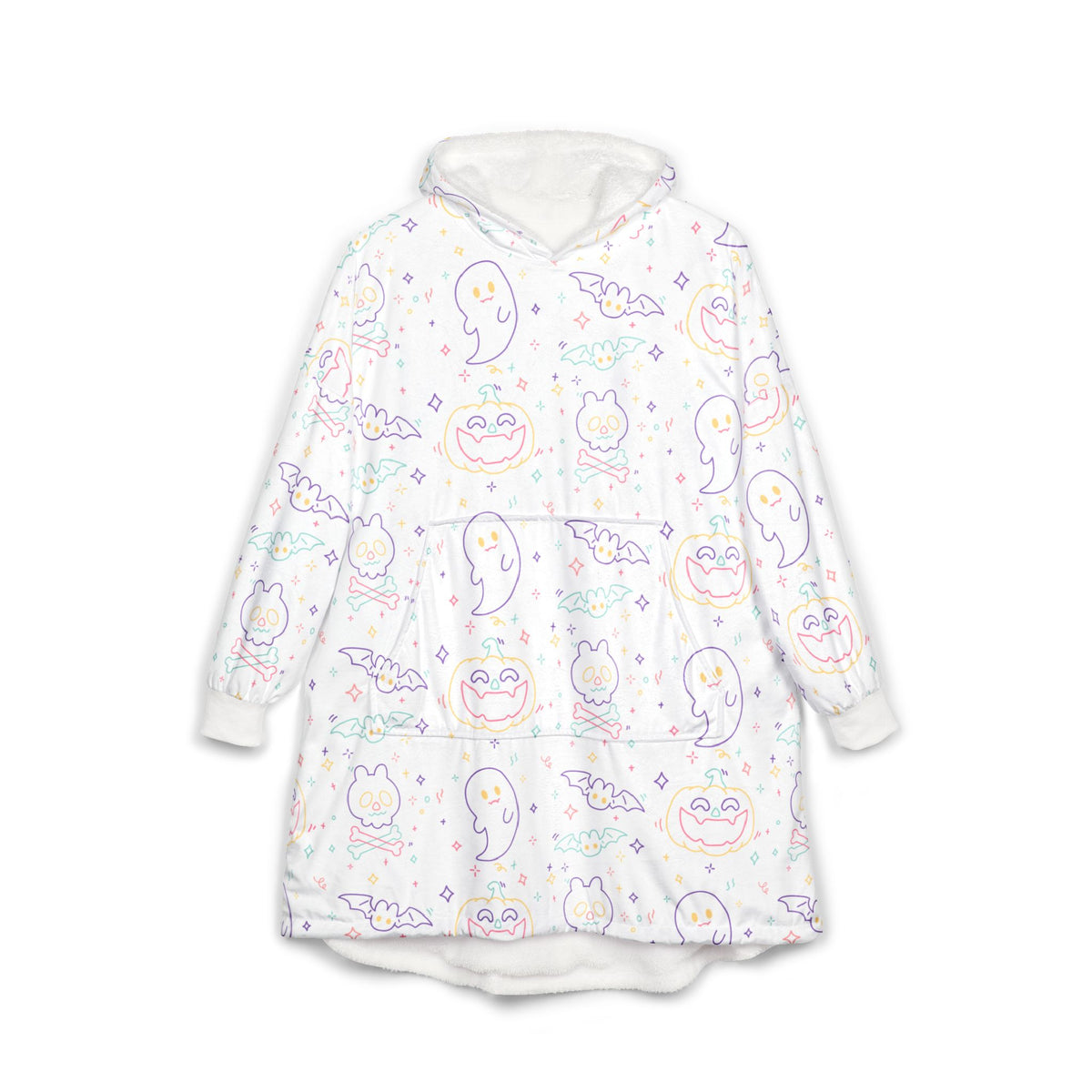 Pastel Cute Ghosts Hooded Blanket | Halloween Kawaii Pattern