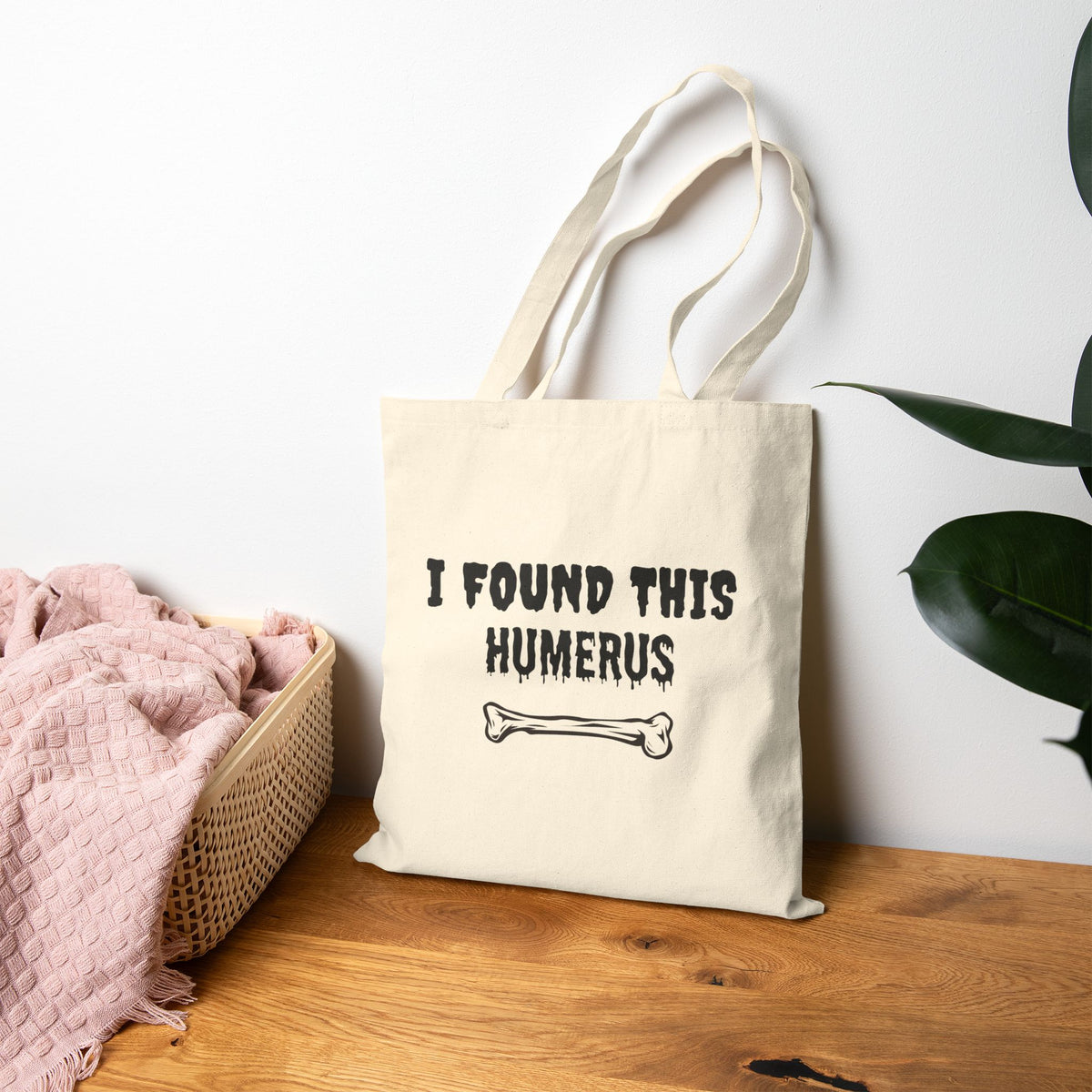 I Found This Humerus Tote Bag | Cotton Canvas Tote, Funny Anatomy Pun | Trick-or-Treat Bag