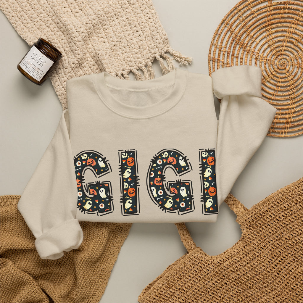 GIGI Pumpkin Skull Halloween Sweatshirt | Grandma Grandmother Mamaw Autumn Crew Sweater