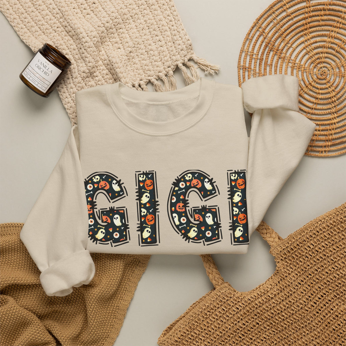 GIGI Pumpkin Skull Halloween Sweatshirt | Grandma Grandmother Mamaw Autumn Crew Sweater