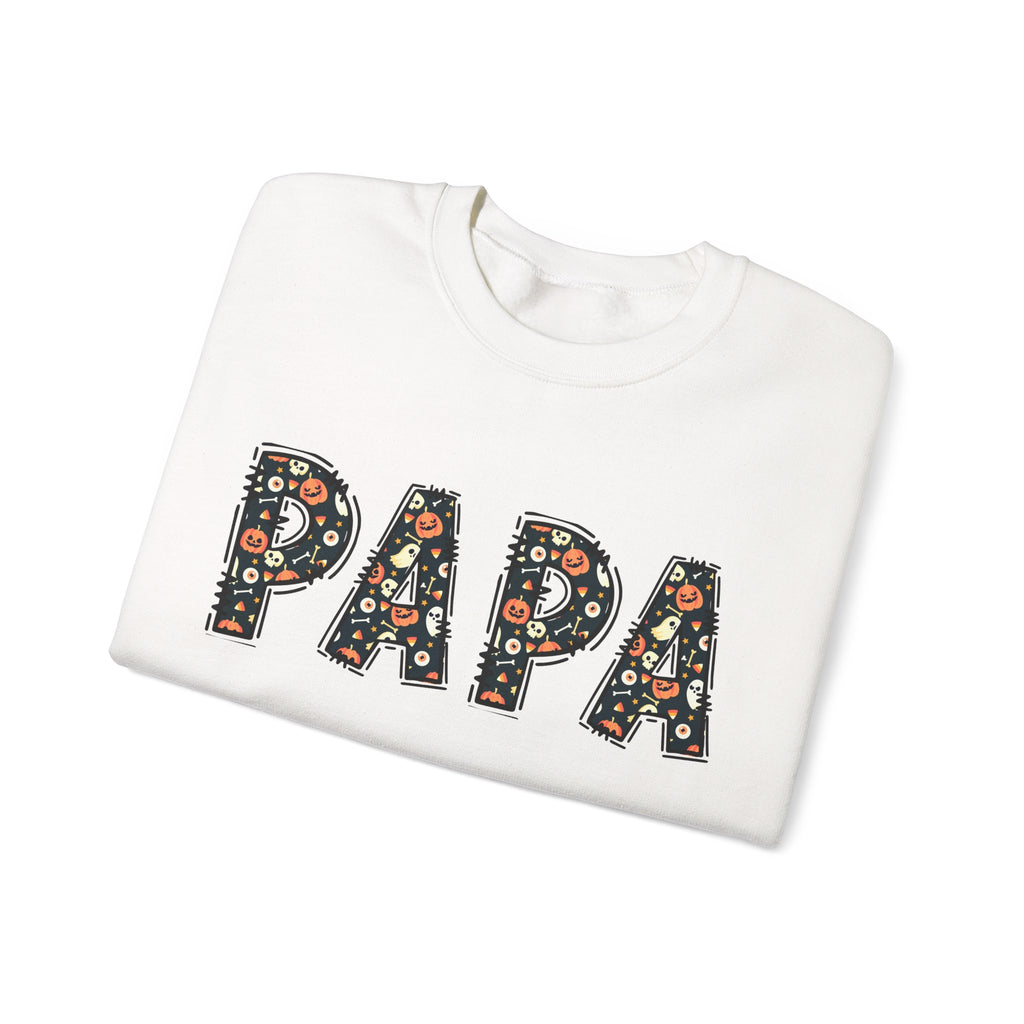 Papa Pumpkin Skull Halloween Sweatshirt | Dad Father Grandpa Grandfather Autumn Crew Halloween Sweater