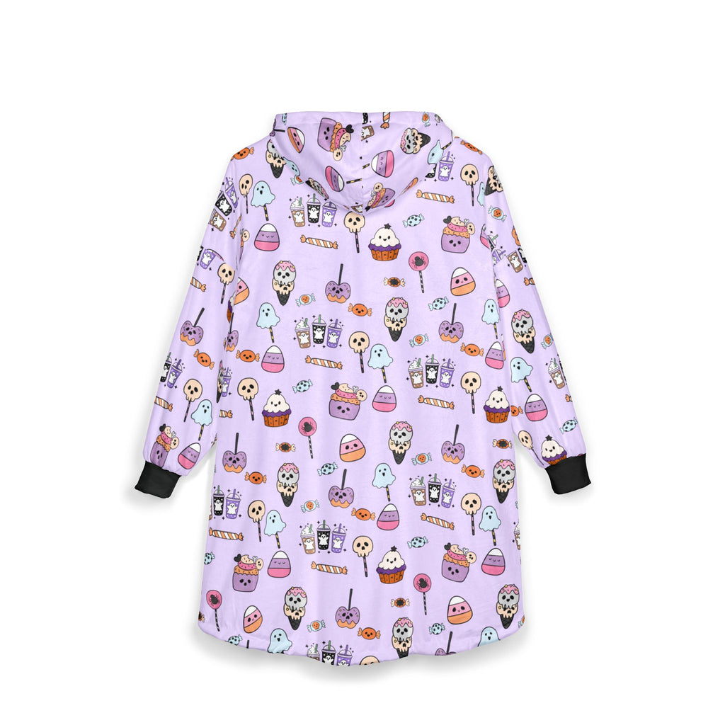 Cute Halloween Candy Pattern Hooded Blanket | Ghosts, Cupcakes, Lollipops