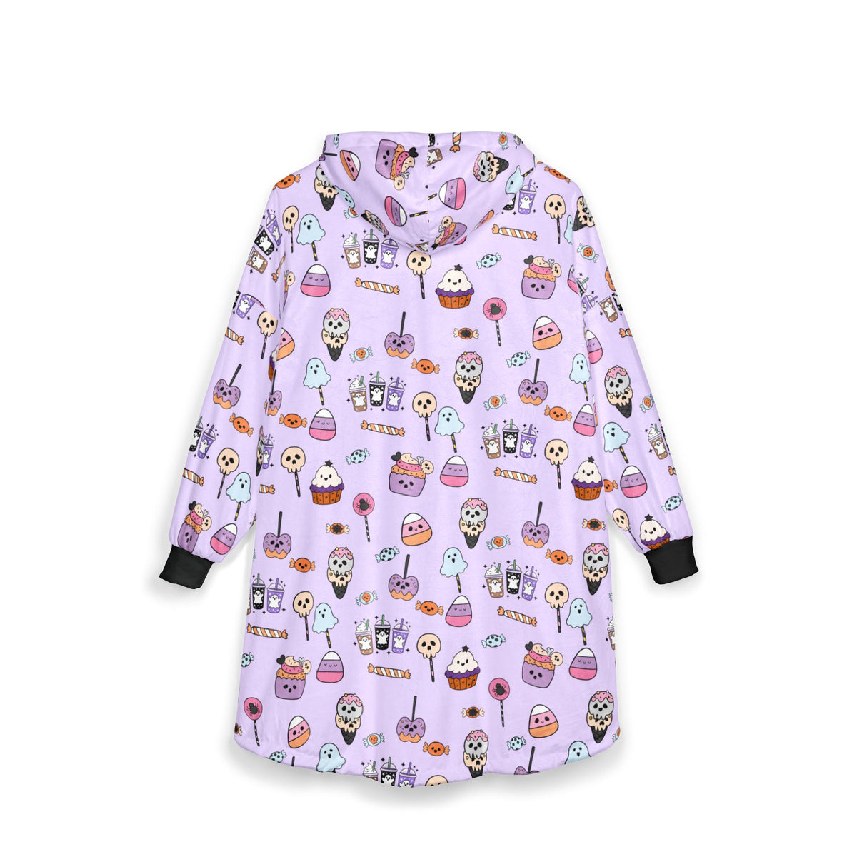 Cute Halloween Candy Pattern Hooded Blanket | Ghosts, Cupcakes, Lollipops