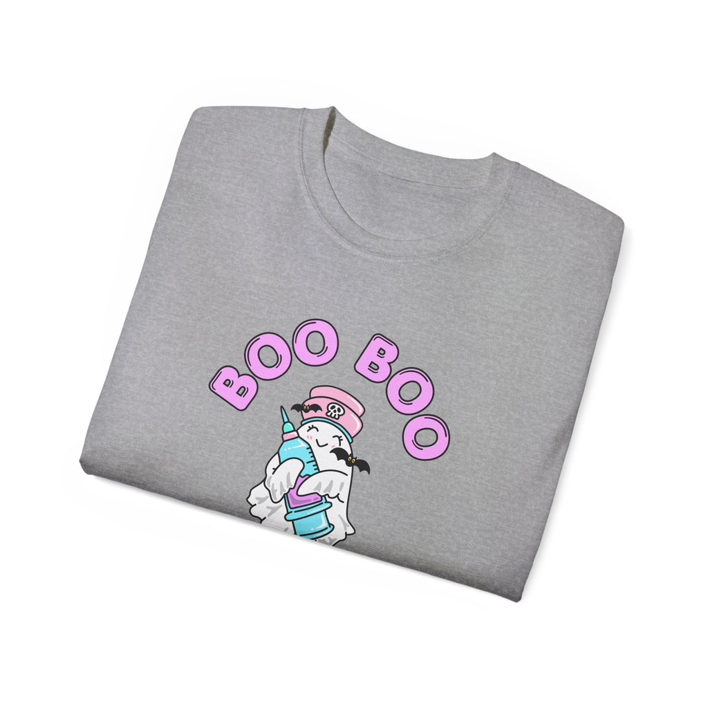 Boo Boo Crew Tee — Cute Phlebotomist Nurse RN PRN DR Ghost Nursing Pharmacy Tech Halloween T‑Shirt