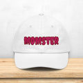 MOMSTER Embroidered Halloween Dad Hat | Mom Monster Cap, Gothic Pink Lettering