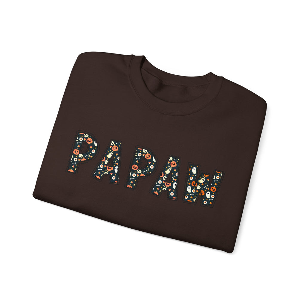 Papaw Pumpkin Skull Halloween Sweatshirt | Grandpa Autumn Crew Halloween Sweater