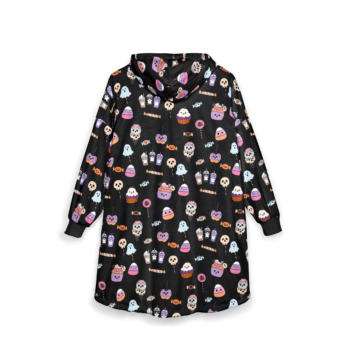 Cute Halloween Treats Hooded Blanket | Ghosts, Candy, Cupcakes Pattern