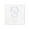Monogrammed Wedding Napkins — Elegant Blue Initials Crest with Names and Date