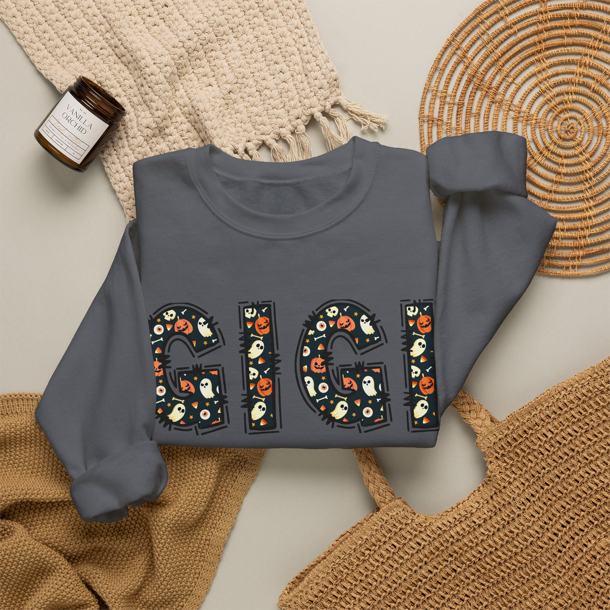 GIGI Pumpkin Skull Halloween Sweatshirt | Grandma Grandmother Mamaw Autumn Crew Sweater