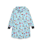 Cute Halloween Candy Pattern Hooded Blanket | Ghosts, Cupcakes, Lollipops, Ice Cream