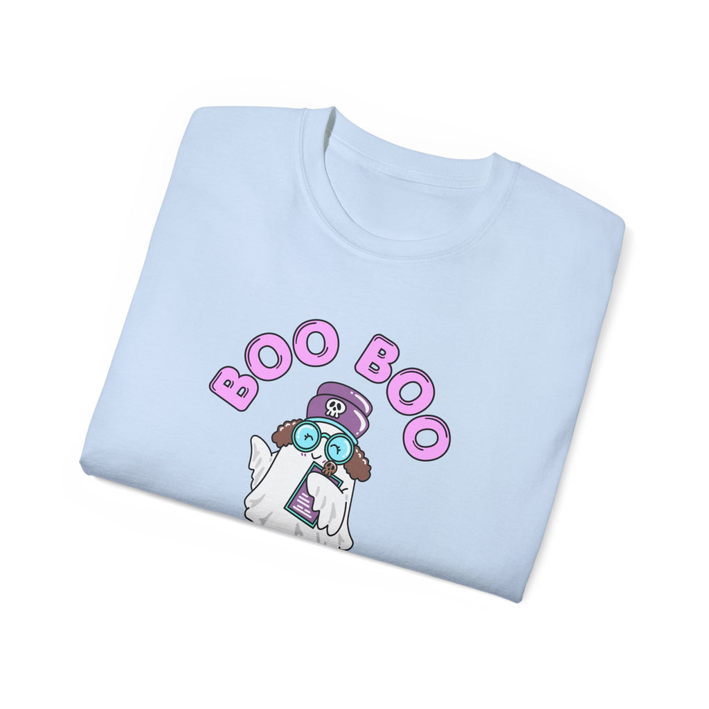 Boo Boo Crew Tee — Cute Brunette Nurse RN PRN DR Triage Ghosts Nursing Pharmacy Halloween T‑Shirt