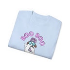 Boo Boo Crew Tee — Cute Brunette Nurse RN PRN DR Triage Ghosts Nursing Pharmacy Halloween T‑Shirt