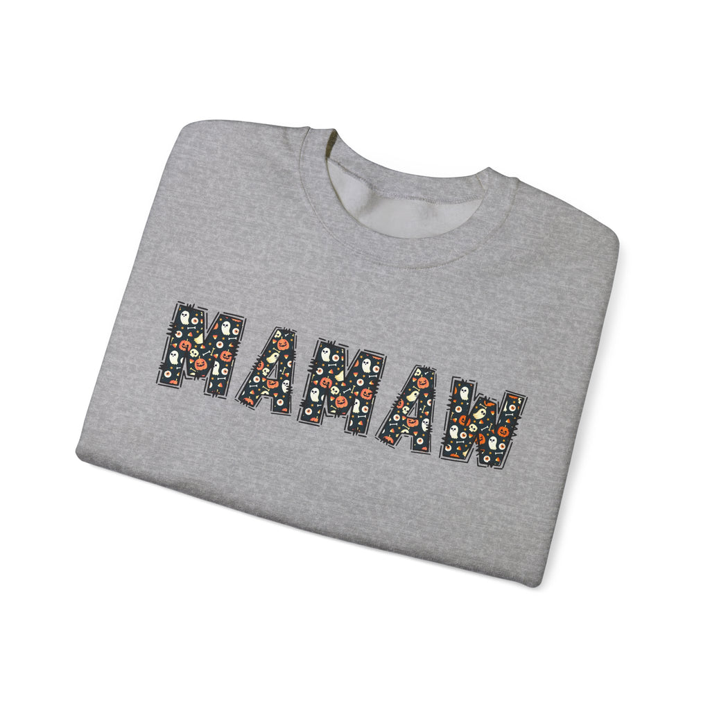 Mamaw Pumpkin Skull Halloween Sweatshirt | Grandma Embroidered Autumn Crew