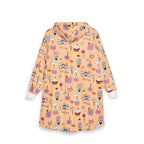 Cute Halloween Candy Pattern Hooded Blanket | Ghosts, Skulls, Lollipops