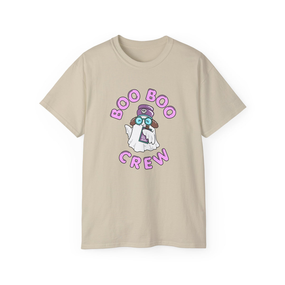 Boo Boo Crew Tee — Cute Brunette Nurse RN PRN DR Triage Ghosts Nursing Pharmacy Halloween T‑Shirt