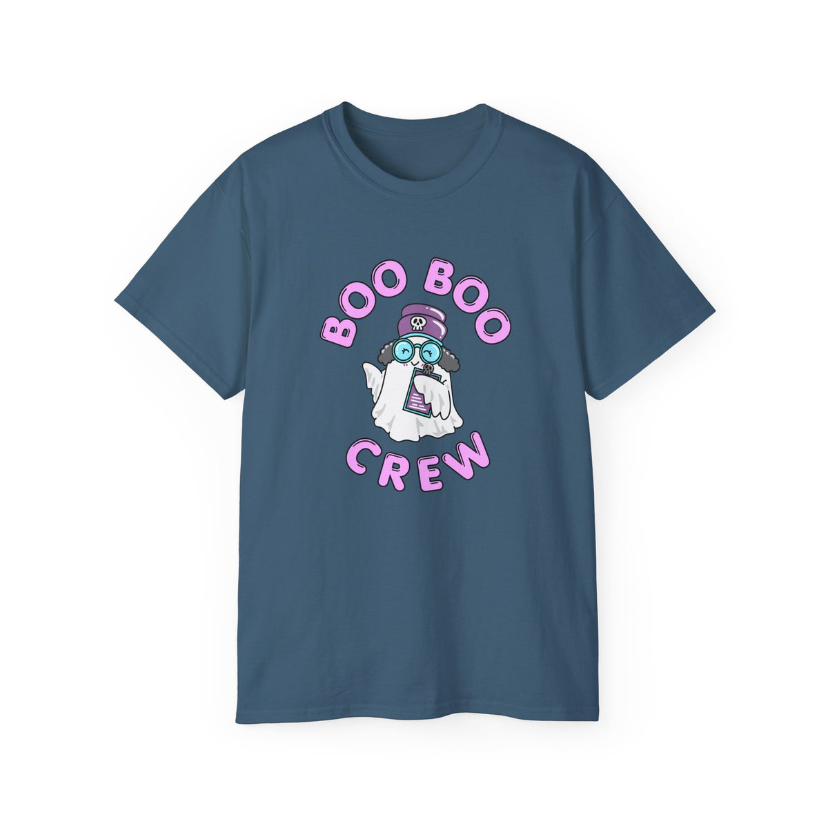 Boo Boo Crew Tee — Cute Grey Black Haired Nurse RN PRN DR Triage Ghosts Nursing Pharmacy Halloween T‑Shirt