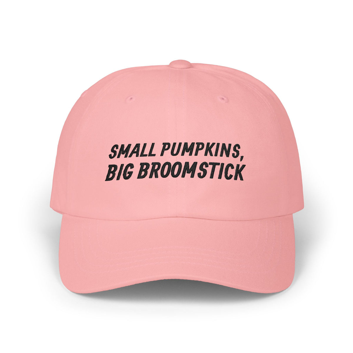Small Pumpkins Big Broomstick Dad Cap | Funny Halloween Pun Mens Humor | Embroidered Slogan Baseball Hat