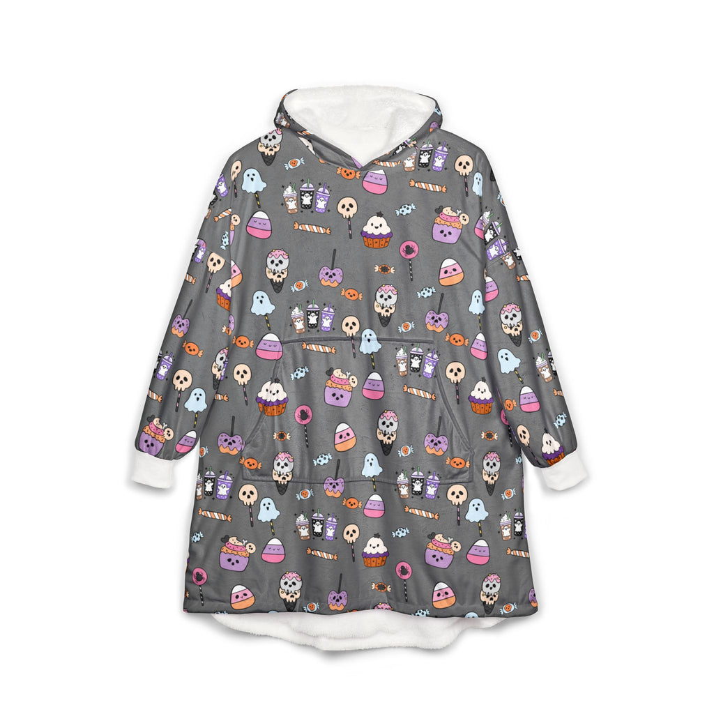 Cute Halloween Candy Pattern Hooded Blanket | Ghosts, Skulls, Cupcakes